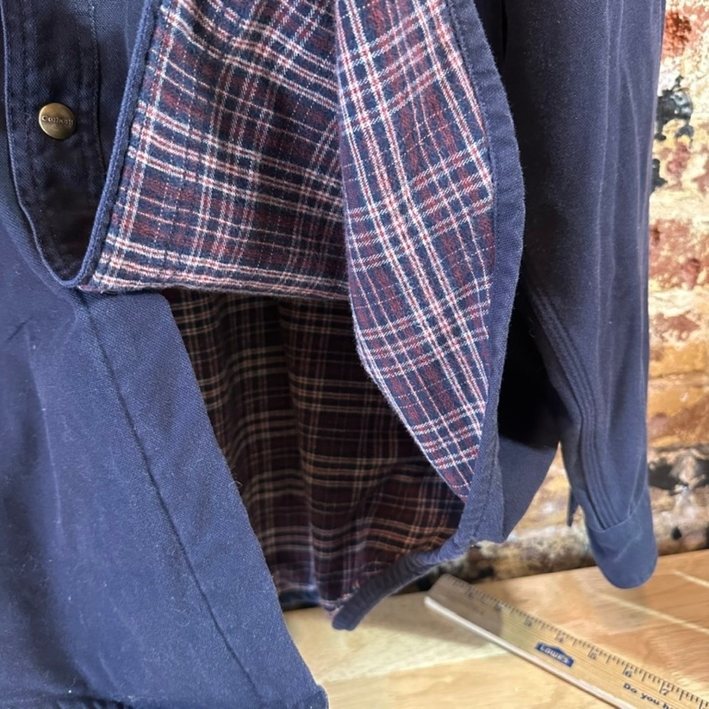 Carhartt S96 MDT Mens Midnight Blue Canvas Shirt Jacket Large Flannel Lined Snap - Picture 4 of 11